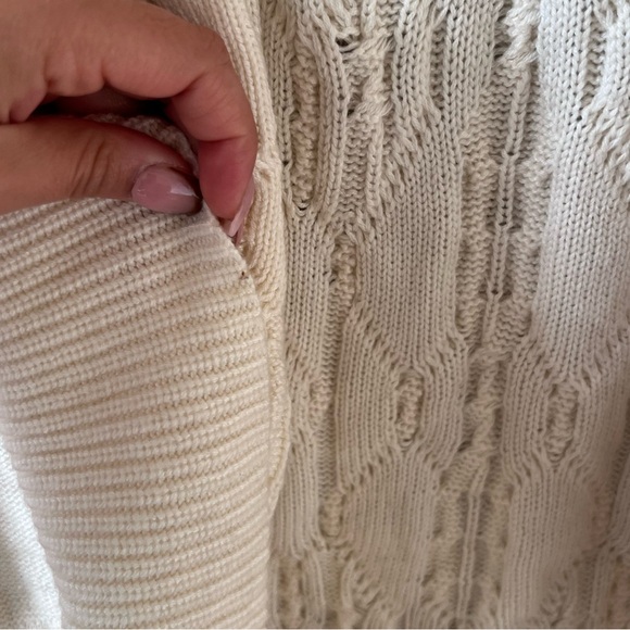 Talbots Women’s Lambswool Blend Kimono Duster Cream Cable Knit Cardigan Sweater - Picture 7 of 10